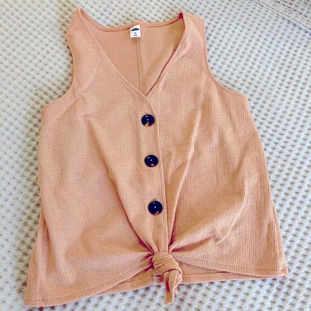 Tie Front Sleeveless Blouse Pink